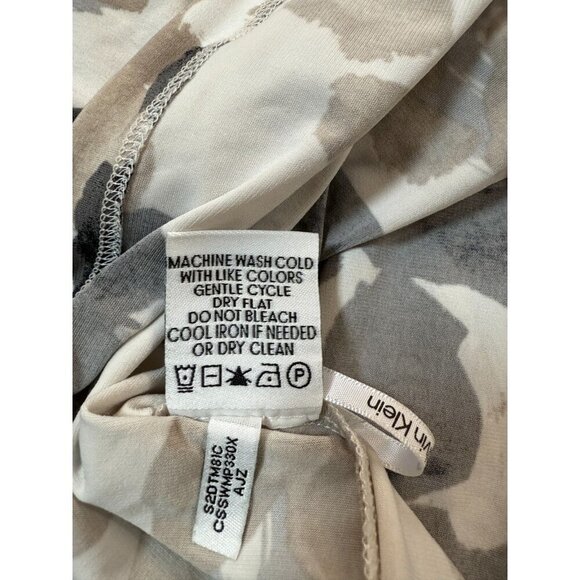 Calvin Klein Blouse Top Womens Large Beige Floral Classic Long Sleeve Round Neck - Picture 4 of 6